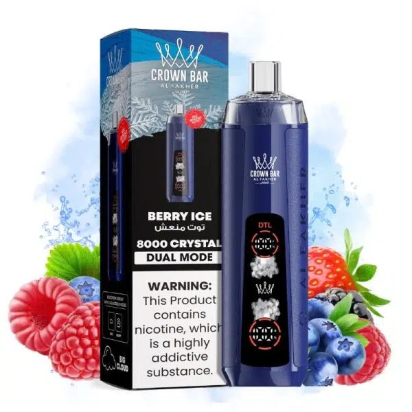 AL FAKHER Crown Bar Crystal 8000 Puffs Disposable Vape Berry Ice flavor/EUROVAPEPRO