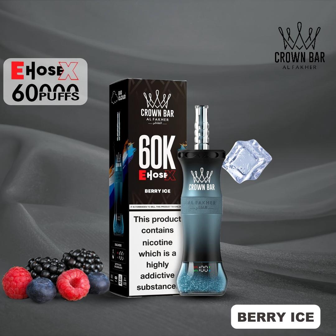 Al Fakher Crown Bar E Hose X 60000 Puffs Disposable Berry Ice-EUROVAPEPRO