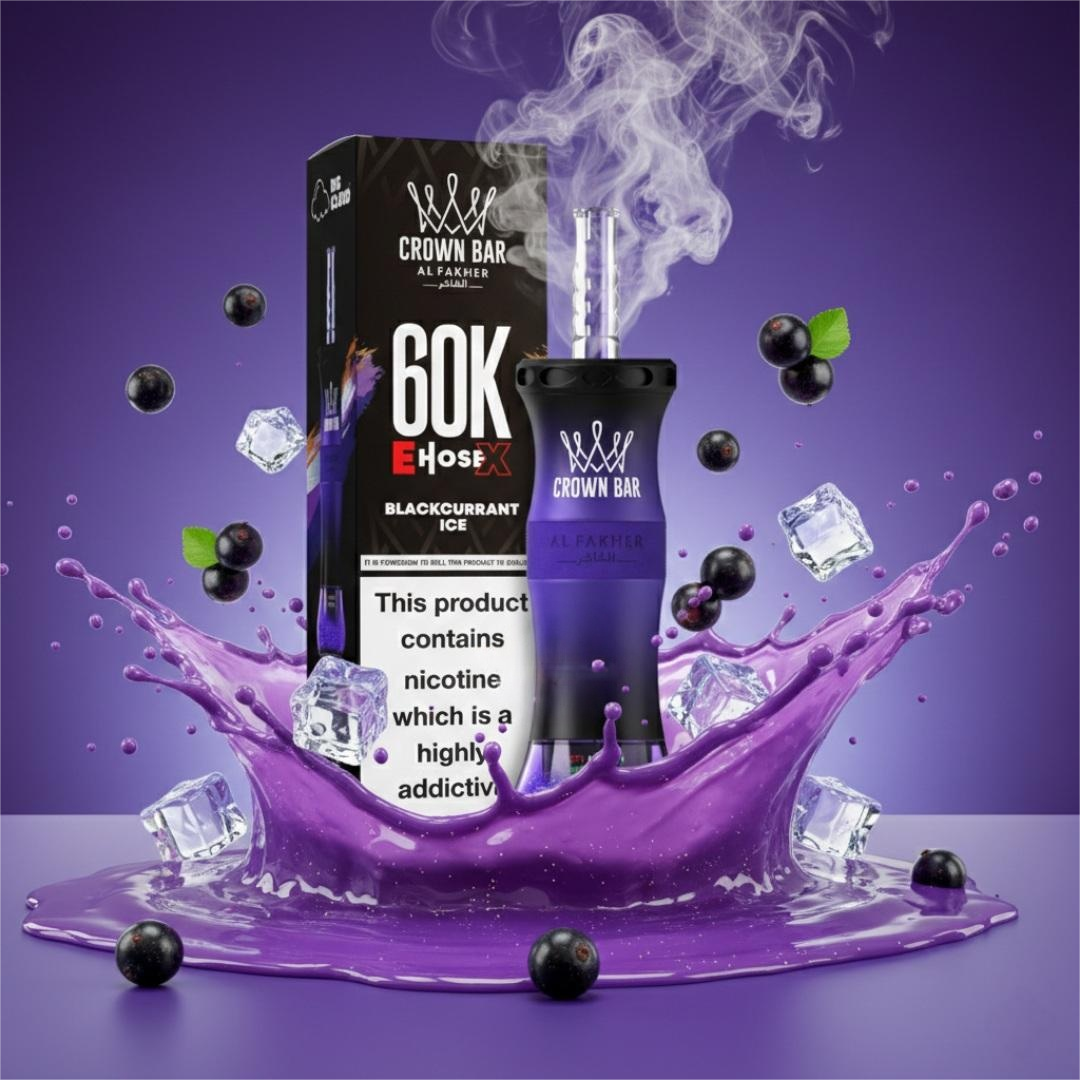 Al Fakher Crown Bar E Hose X 60000 Puffs Disposable Blackcurrant Ice-EUROVAPEPRO