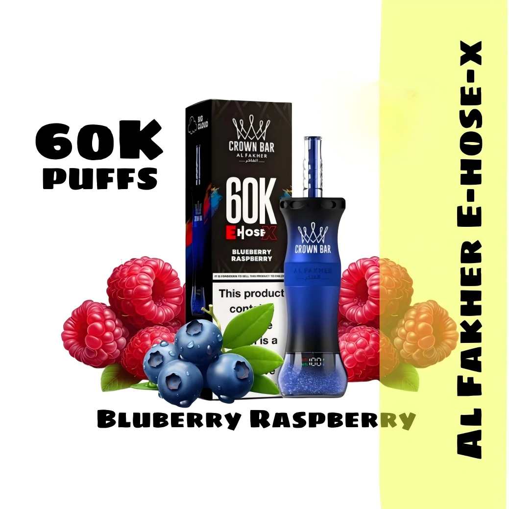 Al Fakher Crown Bar E Hose X 60000 Puffs Disposable Blueberry Raspberry-EUROVAPEPRO