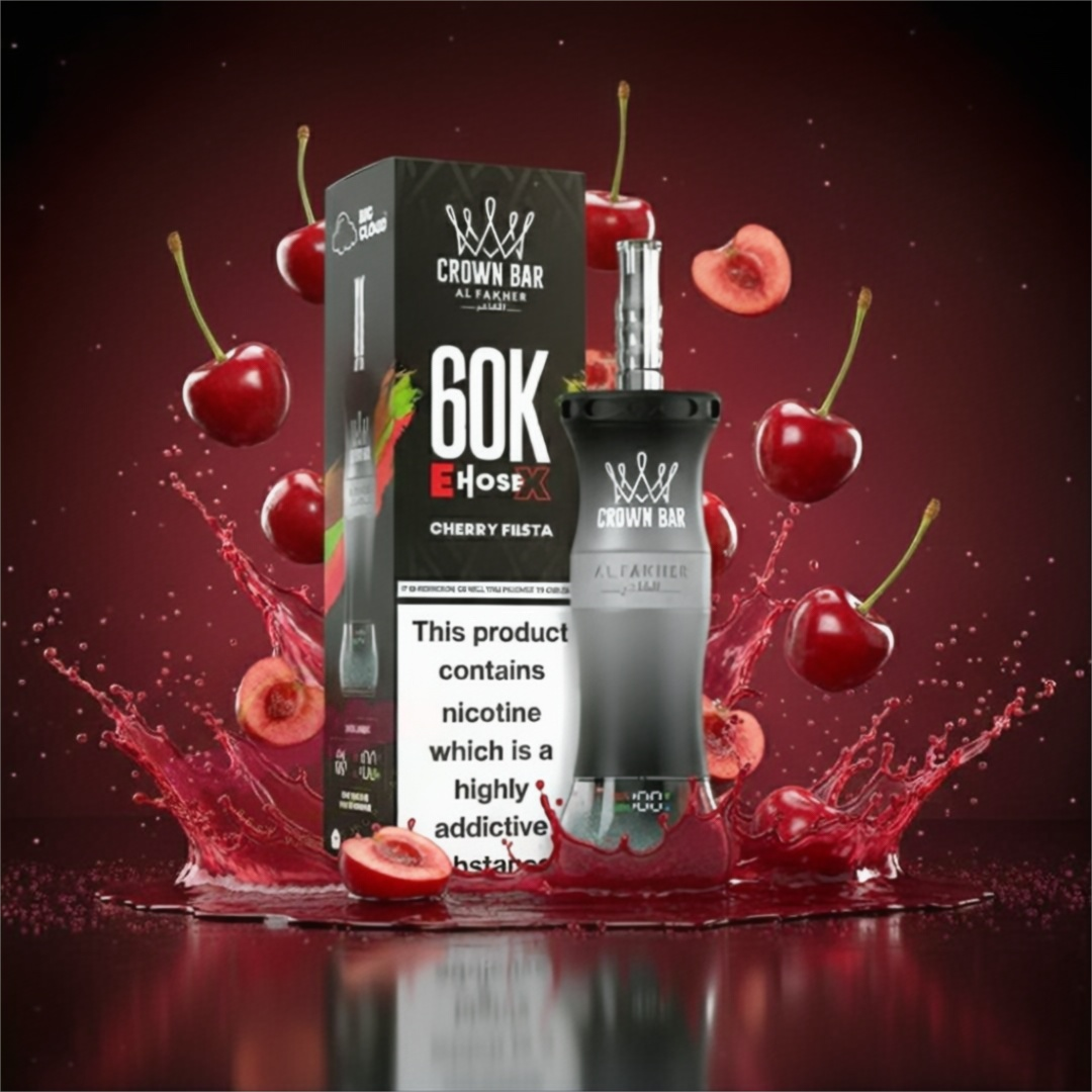 Al Fakher Crown Bar E Hose X 60000 Puffs Disposable Cherry Fiesta-EUROVAPEPRO