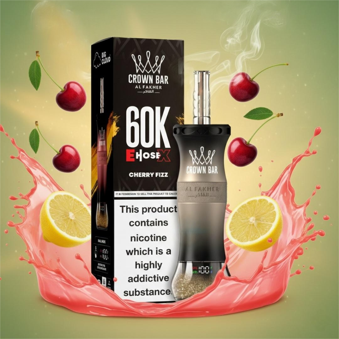 Al Fakher Crown Bar E Hose X 60000 Puffs Disposable Cherry Fizz-EUROVAPEPRO