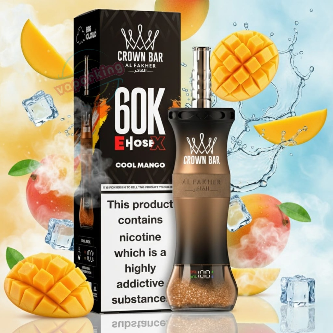 Al Fakher Crown Bar E Hose X 60000 Puffs Disposable Cool Mango-EUROVAPEPRO