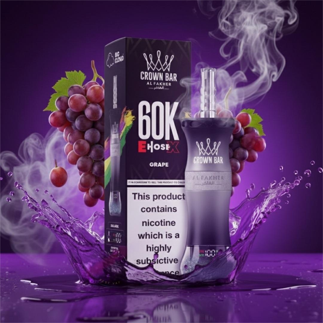 Al Fakher Crown Bar E Hose X 60000 Puffs Disposable Grape-EUROVAPEPRO
