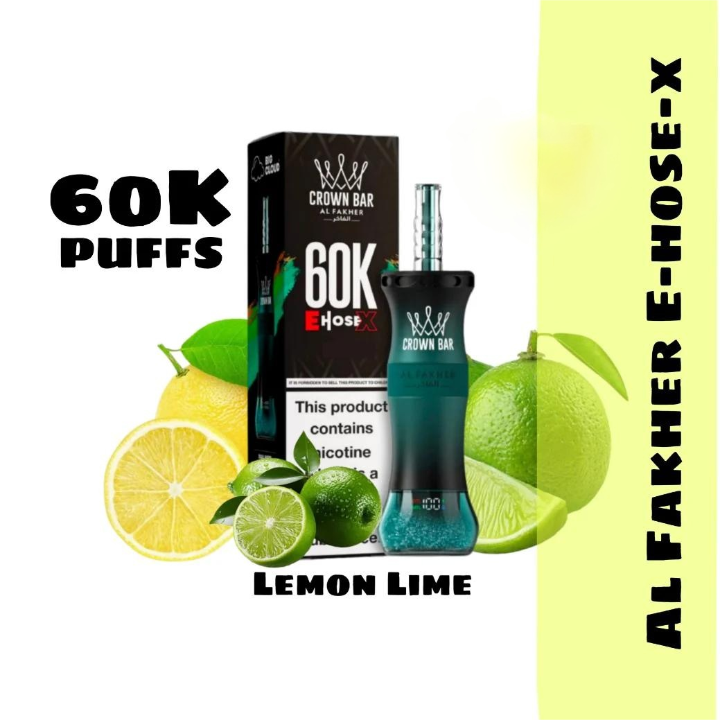 Al Fakher Crown Bar E Hose X 60000 Puffs Disposable Lemon Lime-EUROVAPEPRO