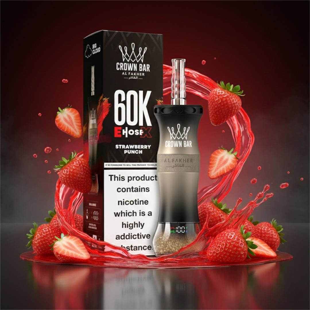 Al Fakher Crown Bar E Hose X 60000 Puffs Disposable Strawberry Punch-EUROVAPEPRO