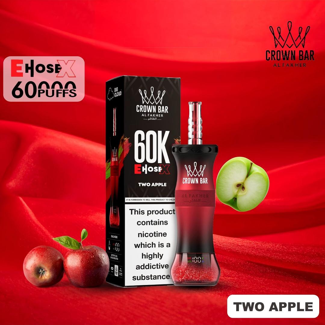 Al Fakher Crown Bar E Hose X 60000 Puffs Disposable Two Apple-EUROVAPEPRO