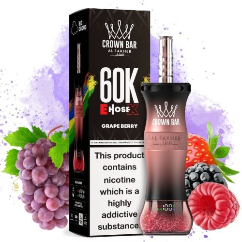Al Fakher Crown Bar E Hose X 60000 Puffs Disposable Vape Grape Berry-EUROVAPEPRO