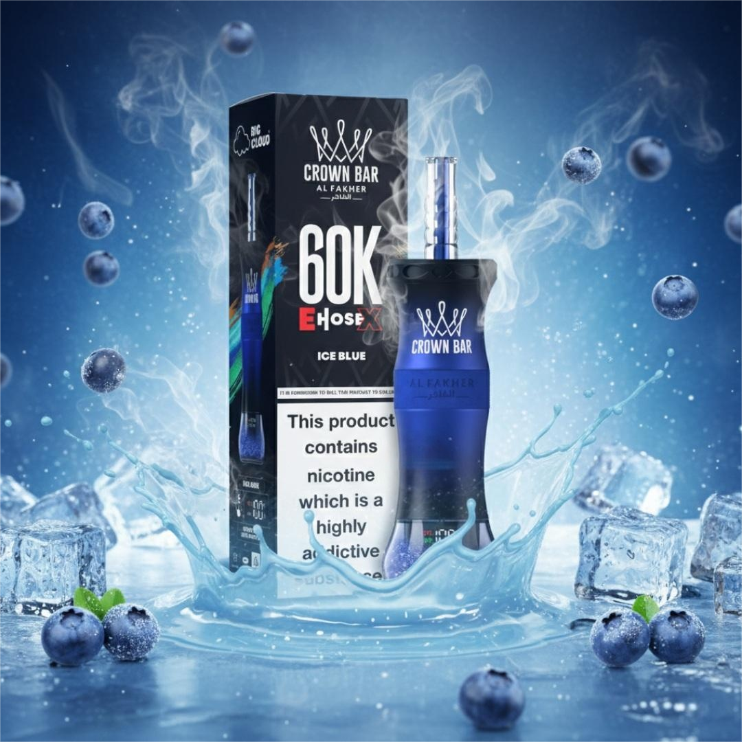 Al Fakher Crown Bar E Hose X 60000 Puffs Disposable Vape Ice Blue-EUROVAPEPRO