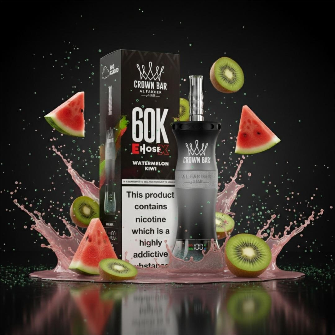 Al Fakher Crown Bar E Hose X 60000 Puffs Disposable Vape Watermelon Kiwi-EUROVAPEPRO