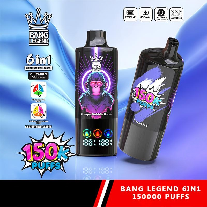 BANG Legend 150k 6 in 1 Disposable Vape Grape Ice&Grape Bubble Gum&Raspberry Grape /EUROVAPEPRO
