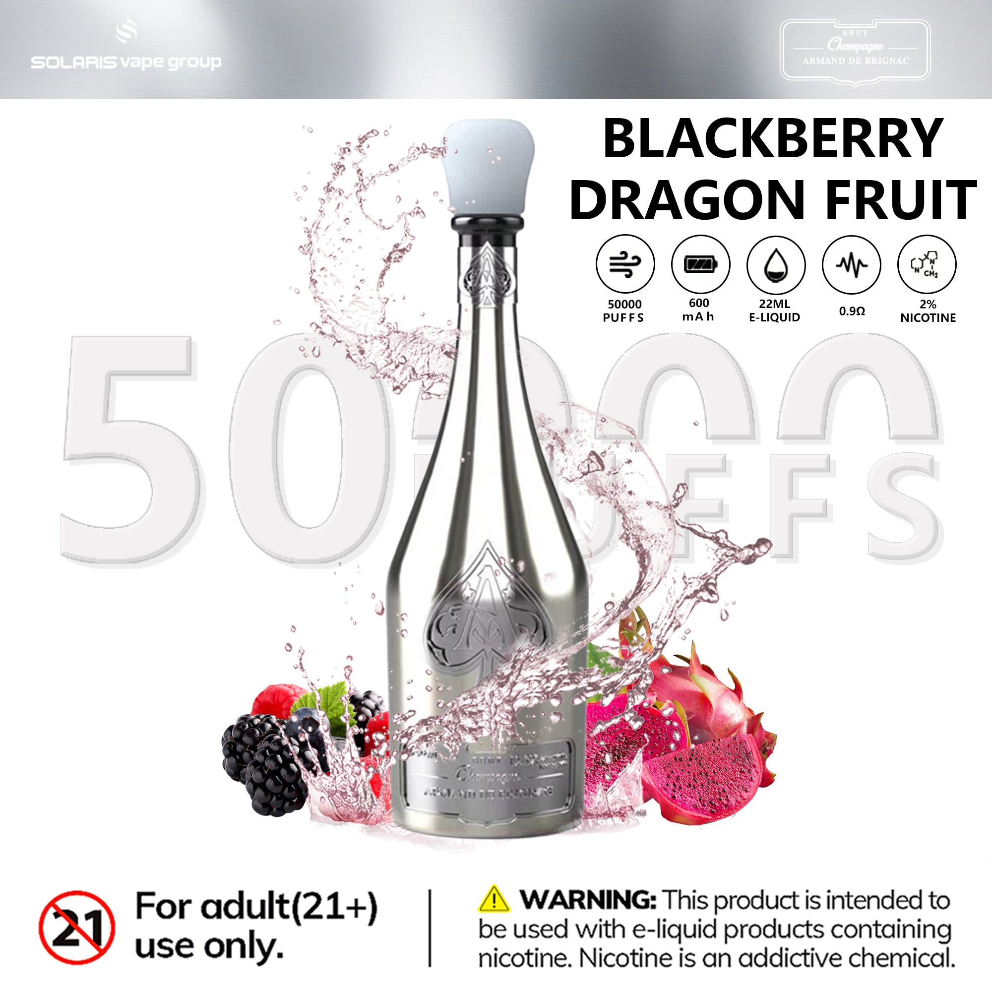 Champagne ARMAND DE BRIGNAC 50000 Puffs ACE Blackberry Dragon Fruit-Eurovapepro