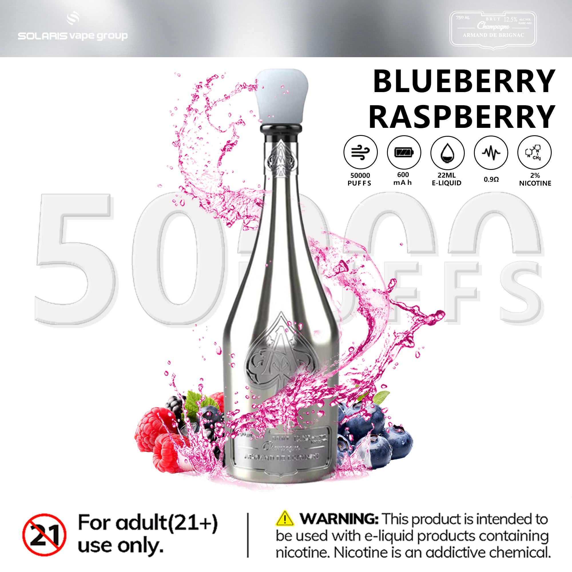Champagne ARMAND DE BRIGNAC 50000 Puffs ACE Blueberry Raspberry-Eurovapepro