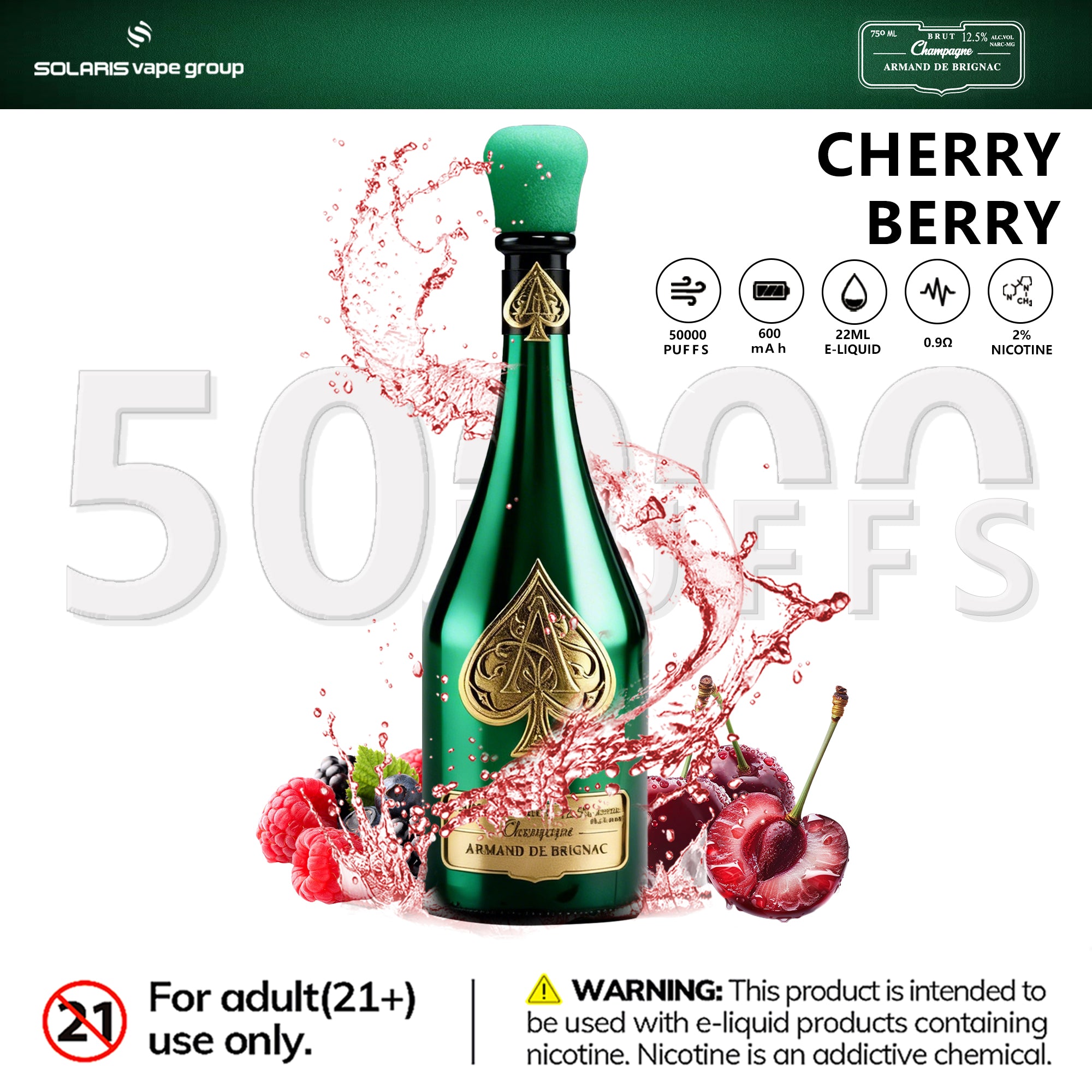 Champagne ARMAND DE BRIGNAC 50000 Puffs ACE Cherry Berry-Eurovapepro