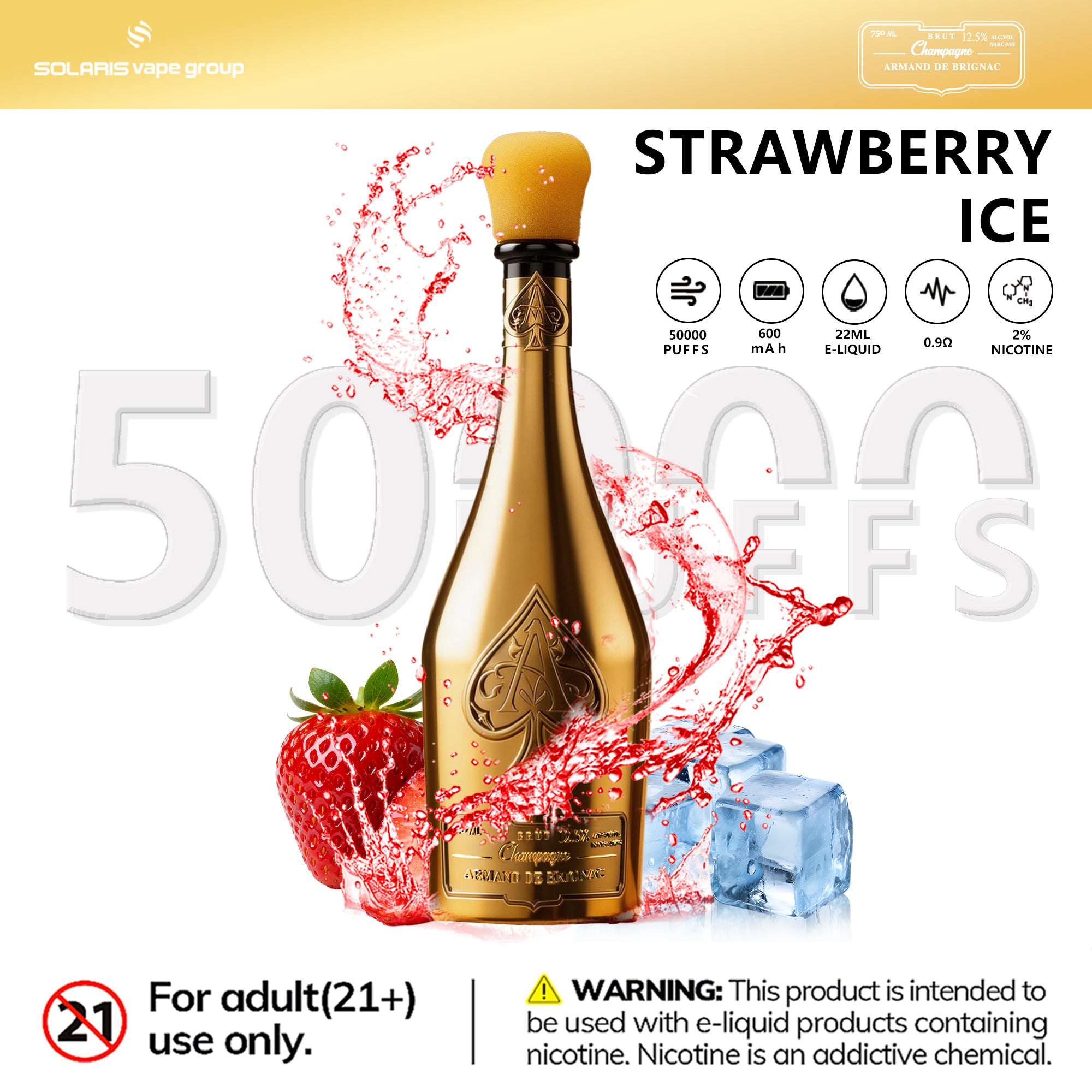 Champagne ARMAND DE BRIGNAC 50000 Puffs ACE Strawberry Ice-Eurovapepro