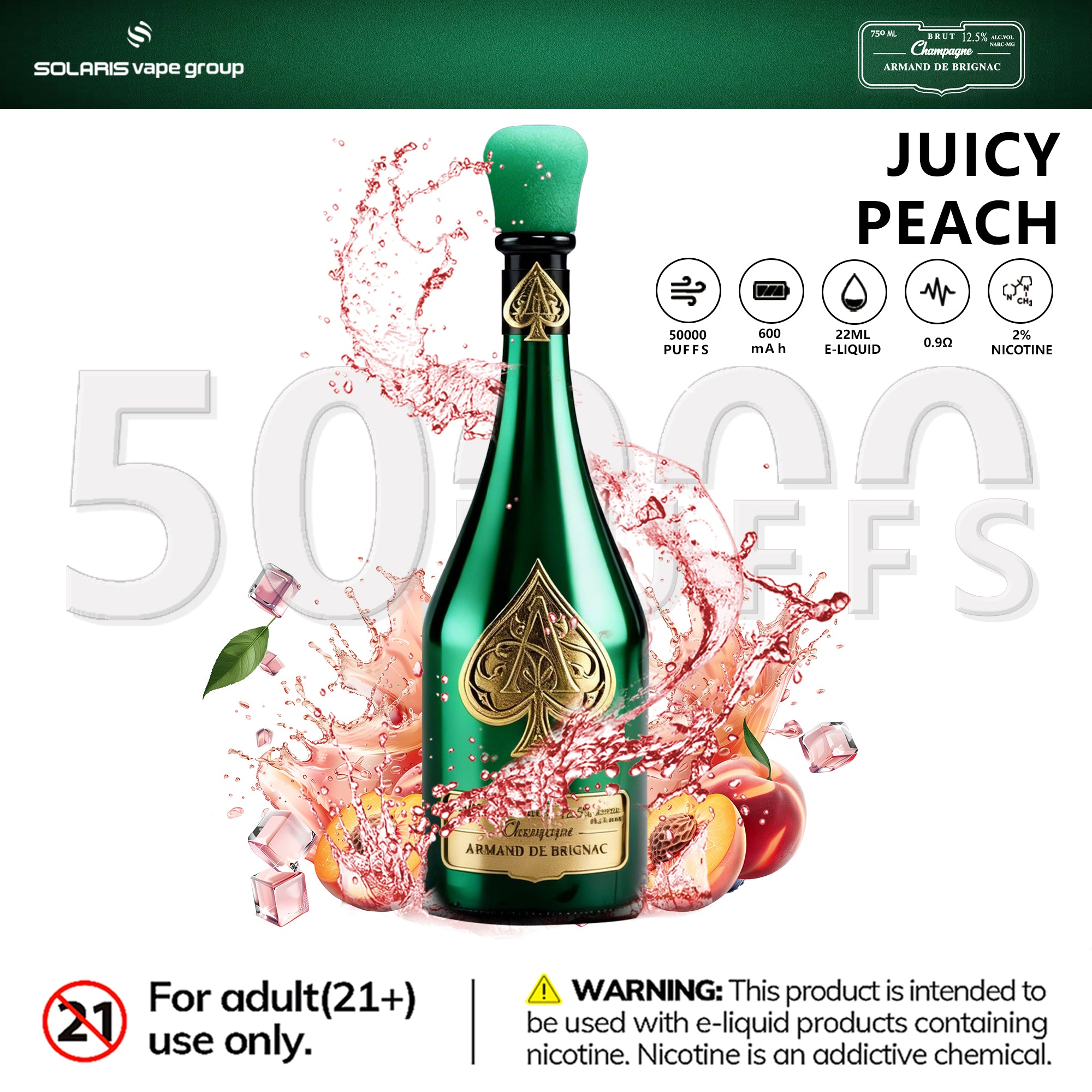 Champagne ARMAND DE BRIGNAC 50000 Puffs ACE Juicy Peach-Eurovapepro