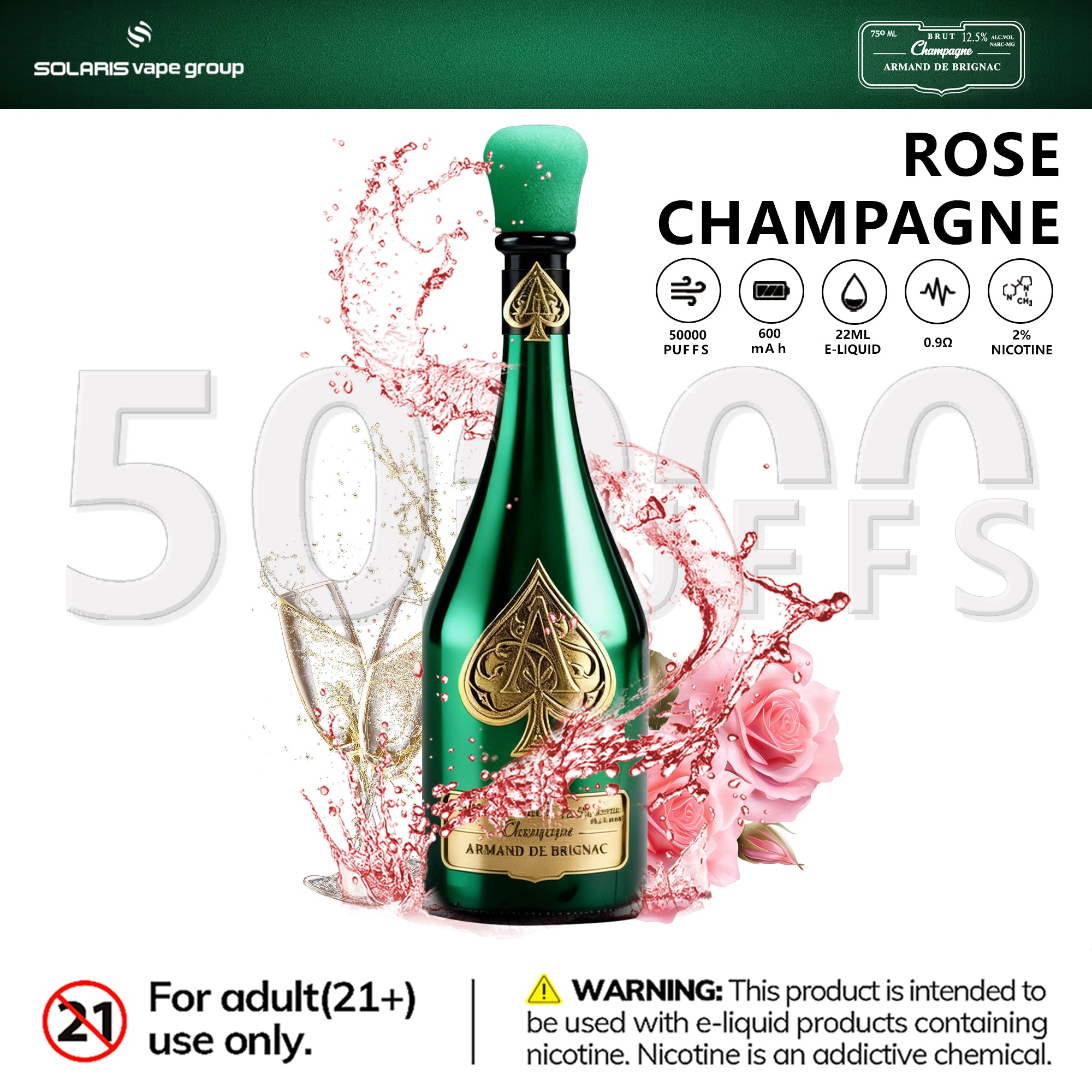 Champagne ARMAND DE BRIGNAC 50000 Puffs ACE Rose Champagne-Eurovapepro