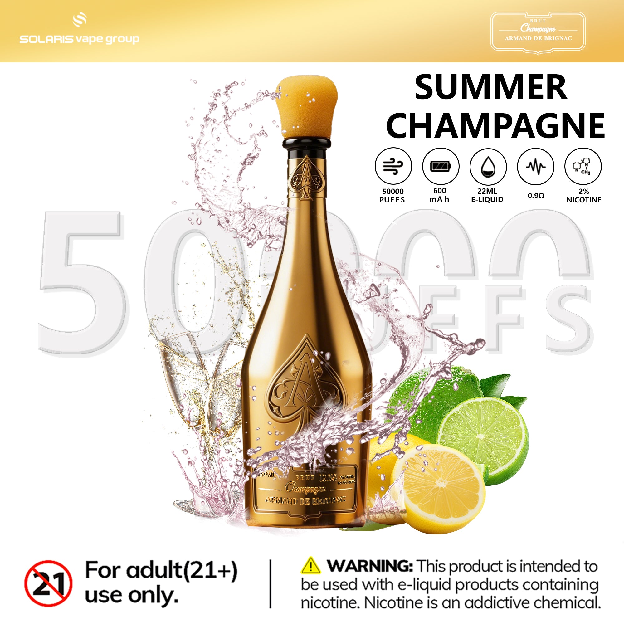 Champagne ARMAND DE BRIGNAC 50000 Puffs ACE Summer Champagne-Eurovapepro
