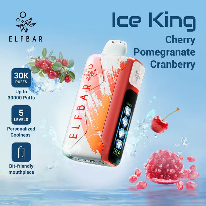 ELF BAR Ice King -  30000 puffs  Disposable Vape Cherry Pomegranate Cranberry-EUROVAPEPRO