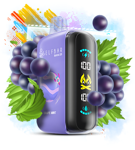 ELF BAR Raya D3 25000 puffs disposable vape Grape Mint-eurovapepro