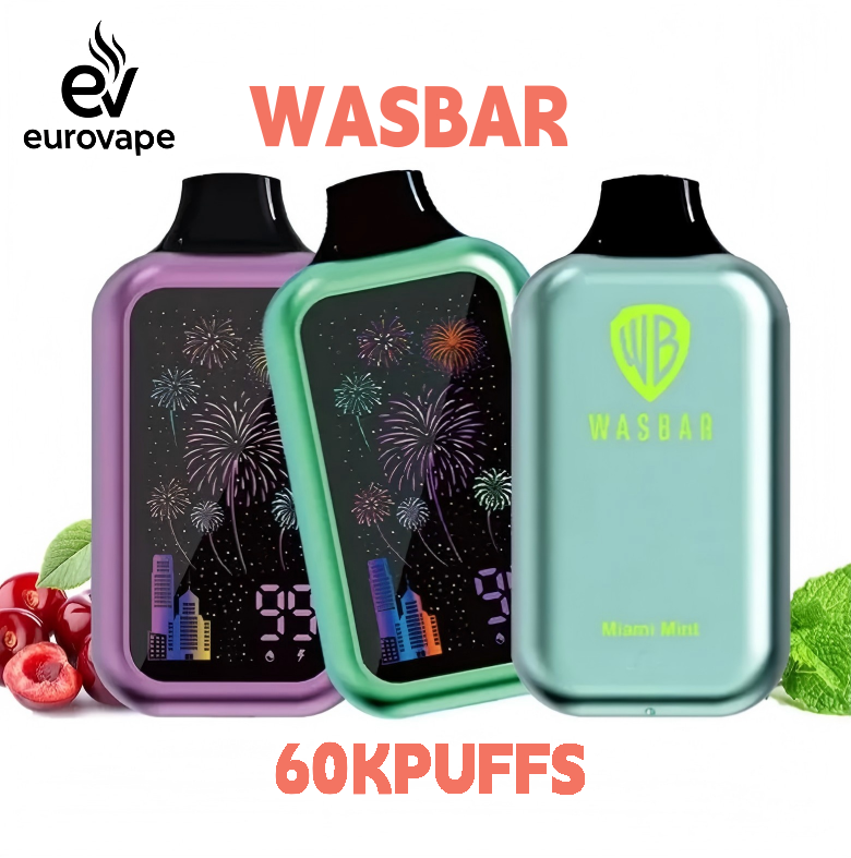 WASBAR 60000 Puffs Rechargeable Disposable Vape eurovapepro 60k puffs