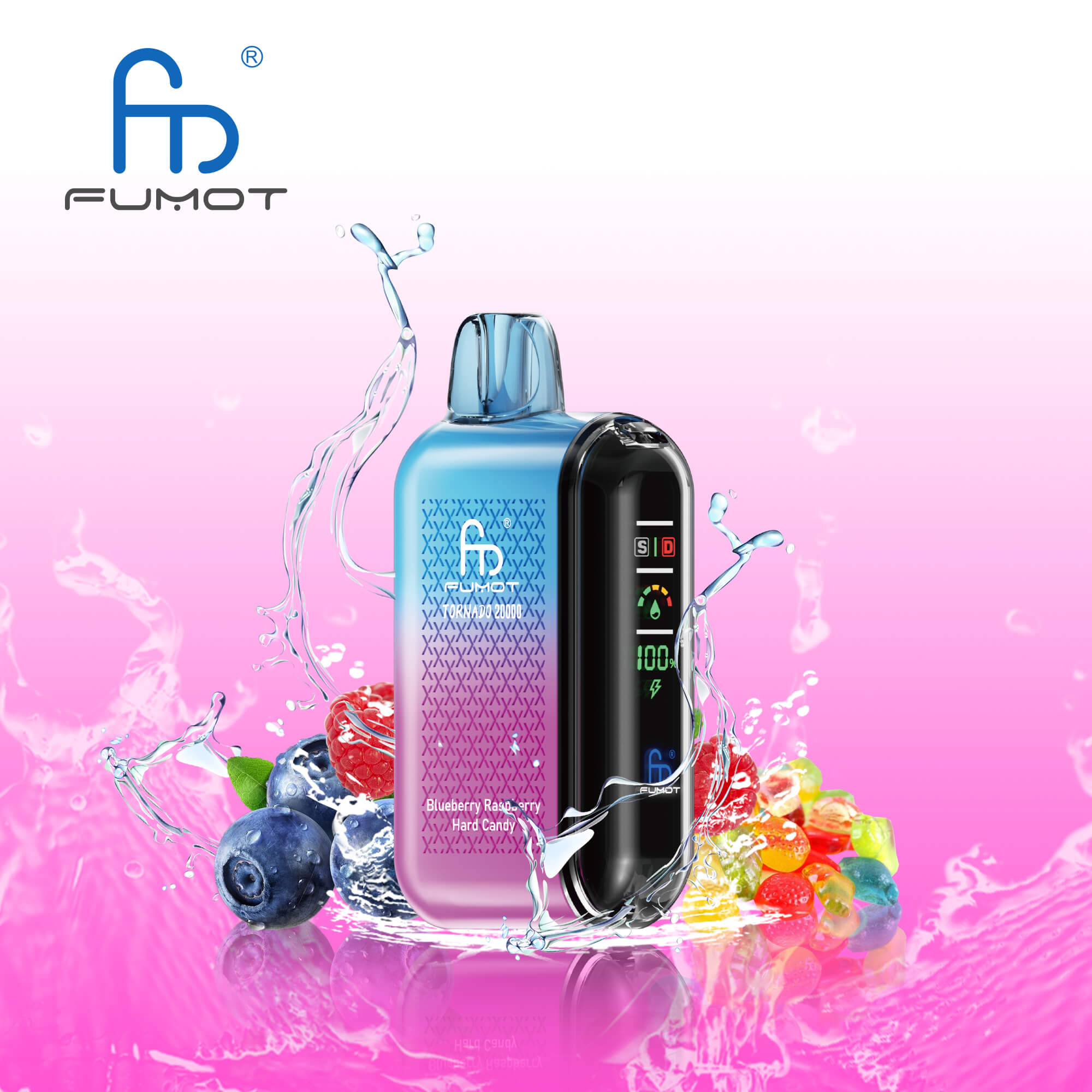 FUMOT RandM Tornado 20000 Puffs Disposable Vape-Blueberry Raspbeery Hard Candy-EUROVAPAEPRO