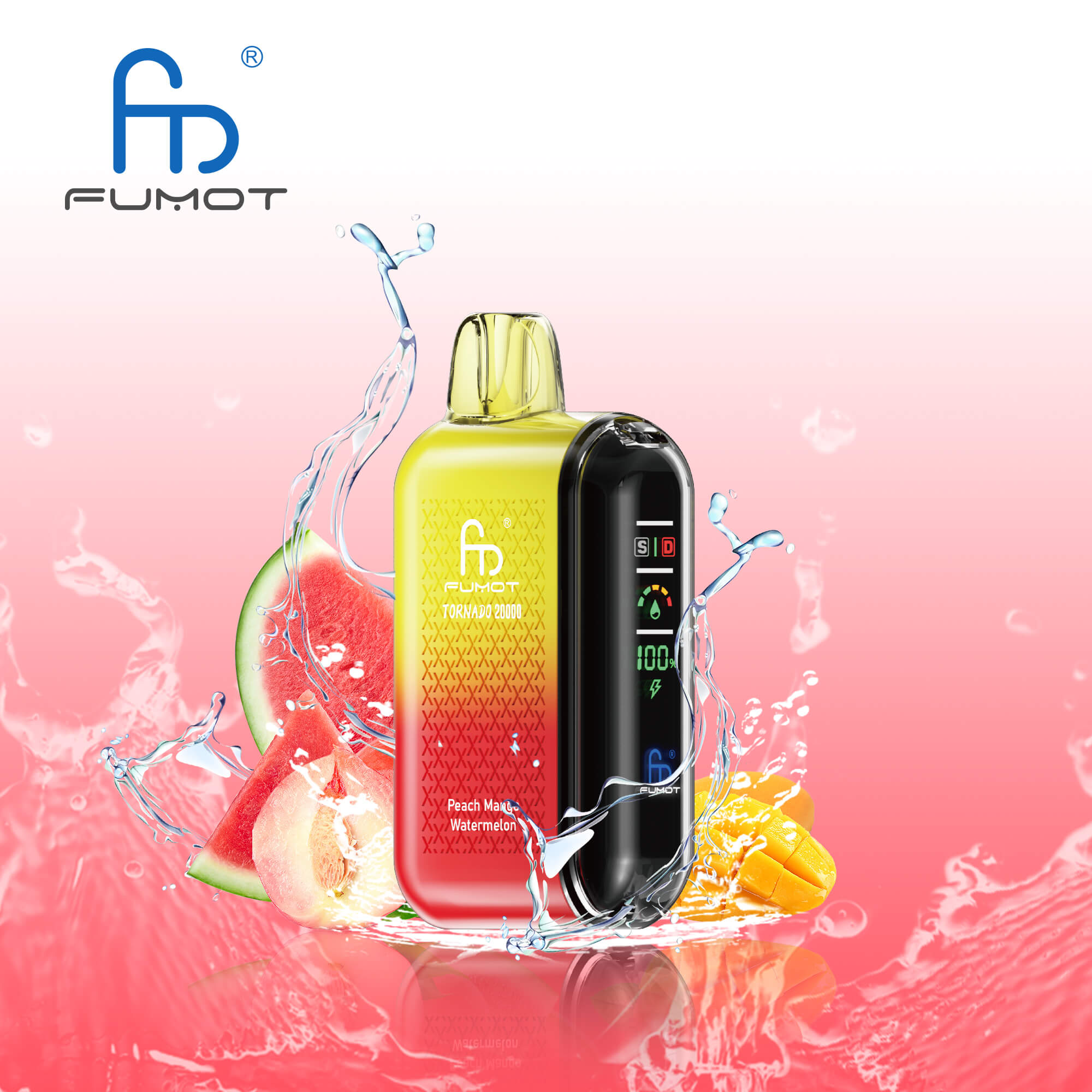 FUMOT RandM Tornado 20000 Puffs Disposable Vape-Peach Mango Watermelon-EUROVAPAEPRO