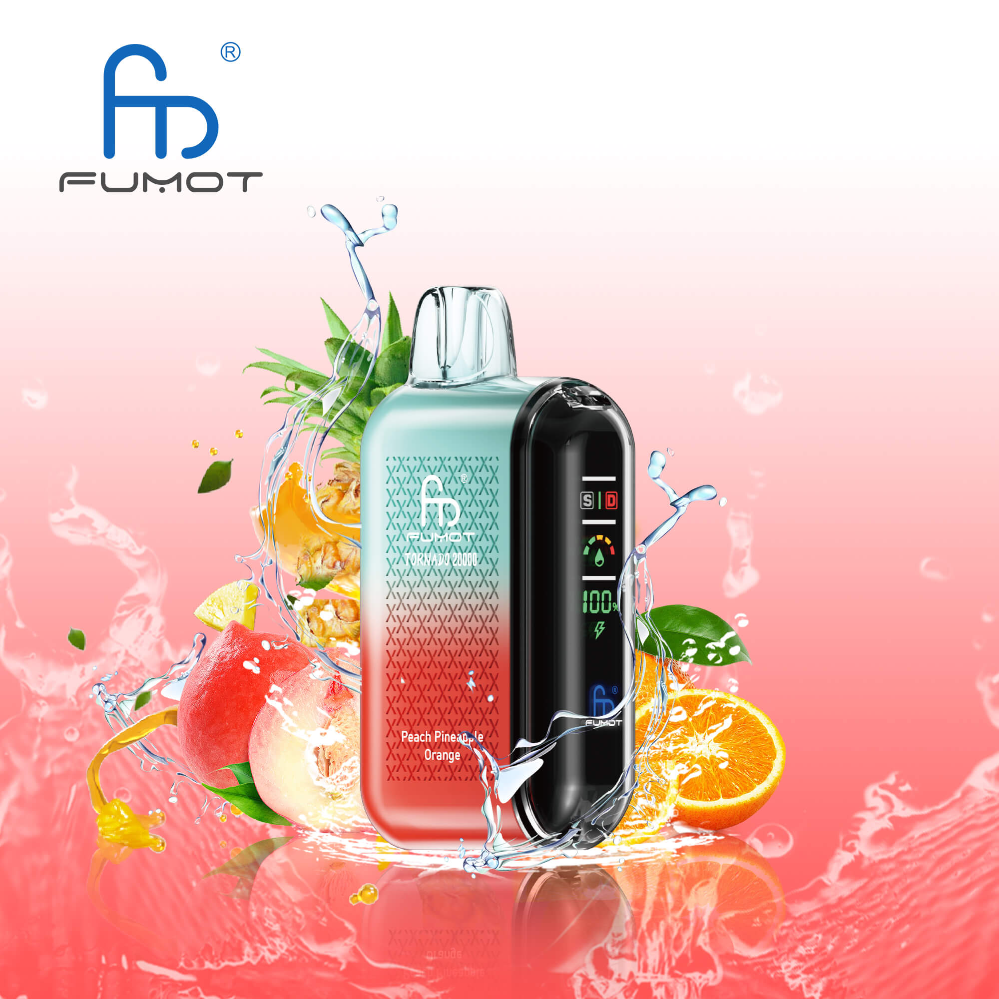 FUMOT RandM Tornado 20000 Puffs Disposable Vape-Peach Pineapple Orange-EUROVAPAEPRO