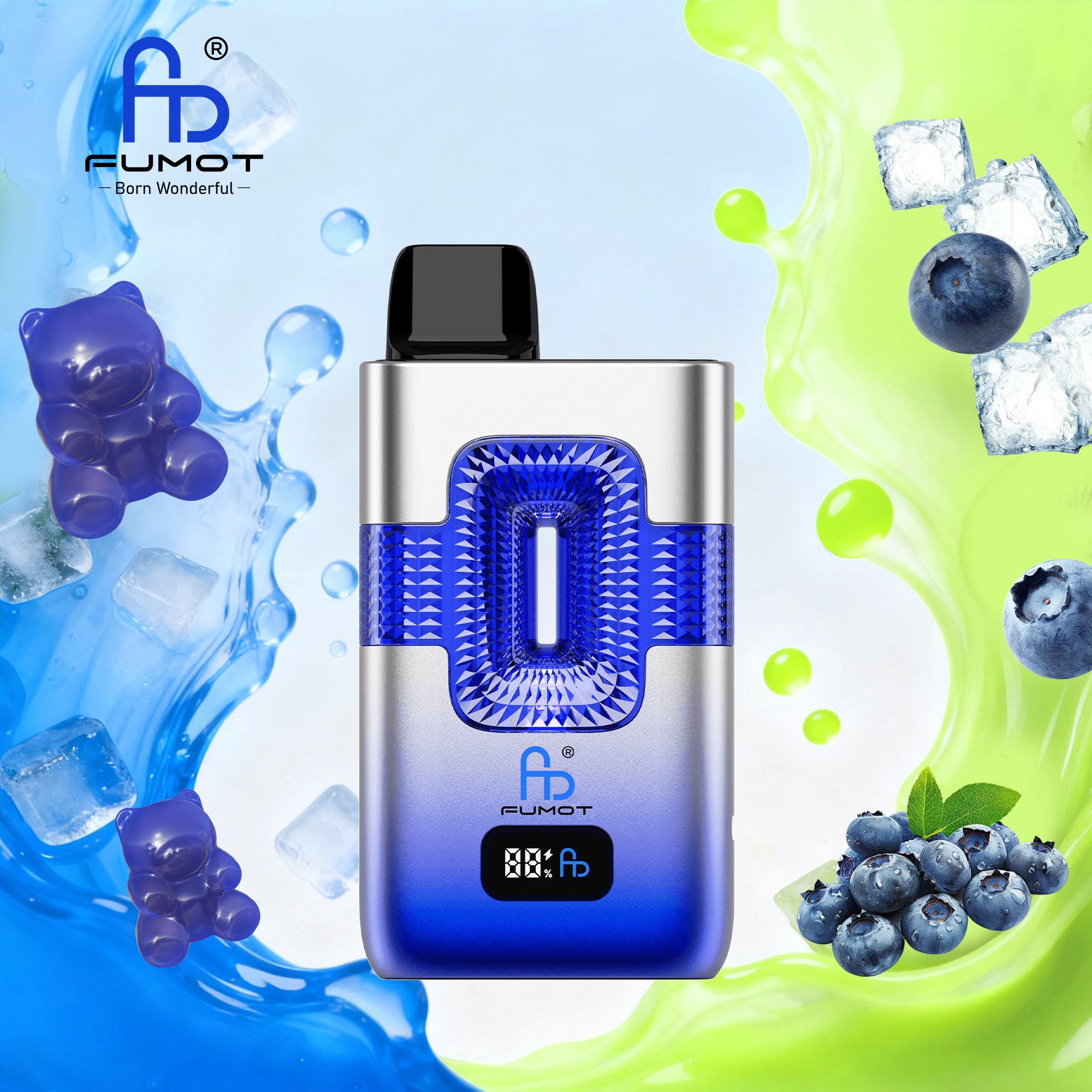 FUMOT Tornado ECO 2 In 1 50K 50000 Puffs Disposable Vapes Blue Razz Gummy Bear&Blue Razz Ice Pop-EUROVAPEPRO