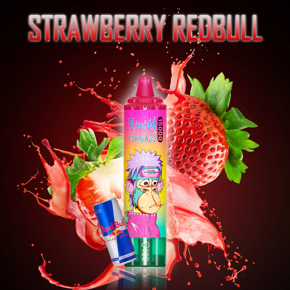 FUMOT Tornado RandM 15000 puffs Disposable Vape Strawberry Red Bull-EUROVAPEPRO