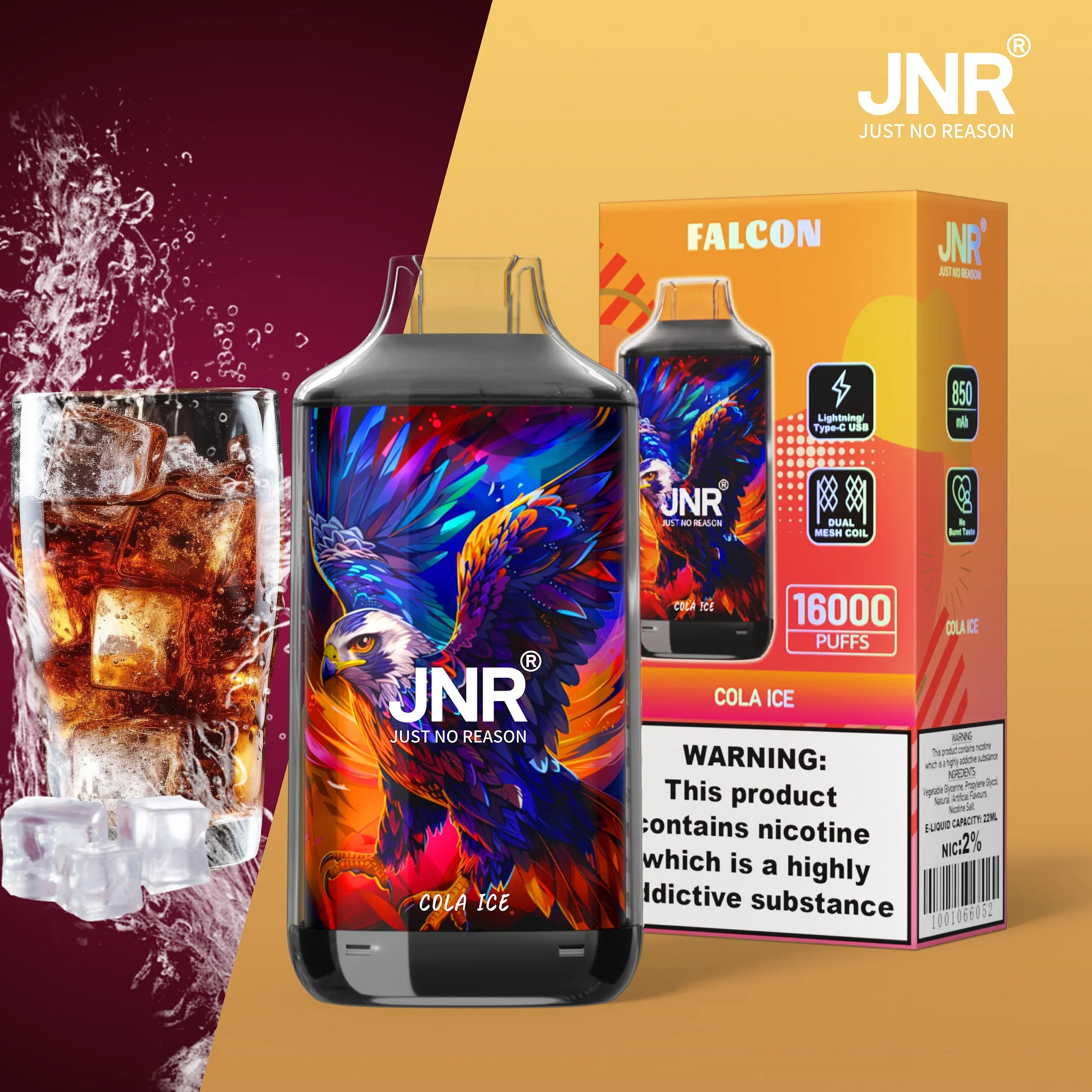 JNR Falcon 16000 puffs Disposable Vape Cola Ice-EUROVAPEPRO