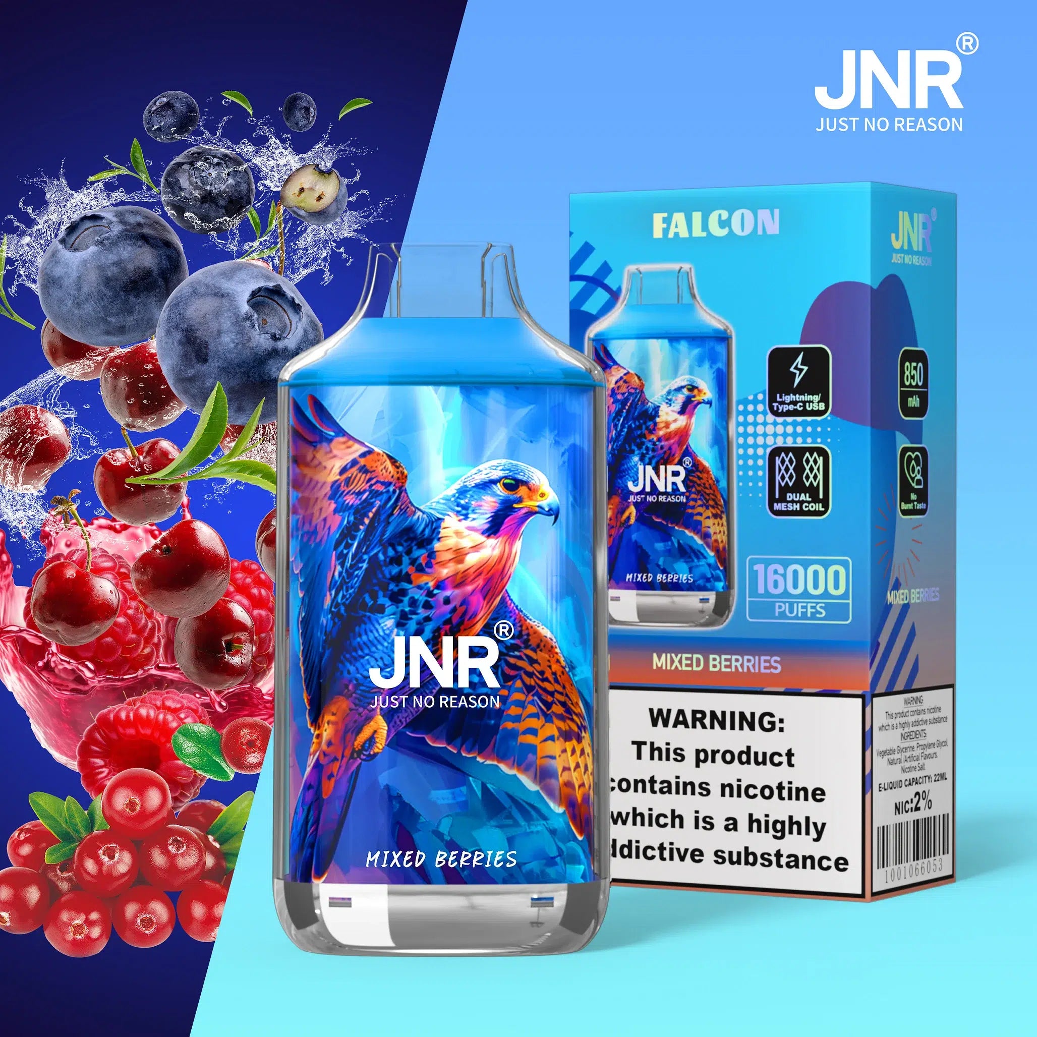JNR Falcon 16000 puffs Disposable Vape Mixed Berries-EUROVAPEPRO