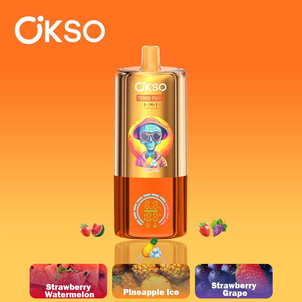 OKSO 3in1 70000 70K PuffsDisposable Vape Strawberry Watermelon Plneapple Ice Strawberry Grape EuroVapepro
