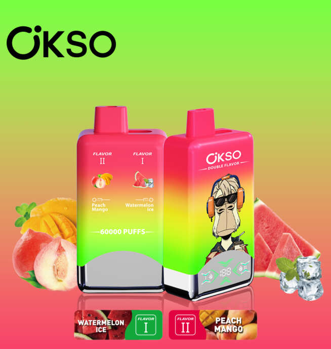 OKSO Double Flavour 60000 60K Puffs Disposable Vape Watermelon Ice Peach Mango Eurovapepro