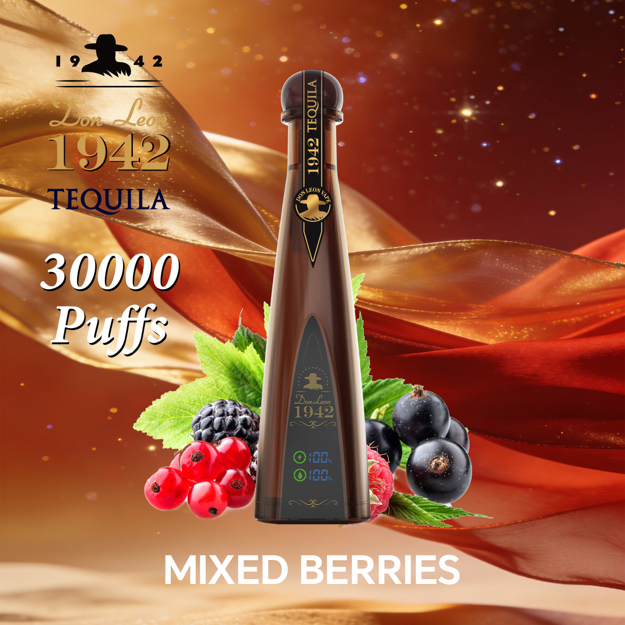 TEQUILA /HUMO AZUL Don Leon 1942 Bottle Design 30000 Puffs 2% Nic Mixed Berries Disposable Vape /eurovapepro