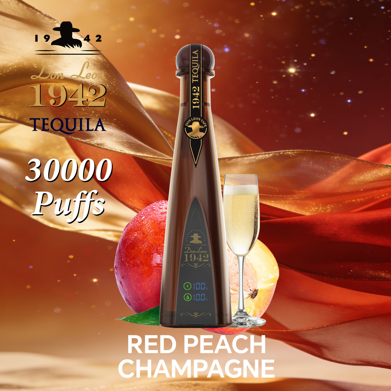 TEQUILA /HUMO AZUL Don Leon 1942 Bottle Design 30000 Puffs 2% Nic Red Peach Champagne Disposable Vape /eurovapepro