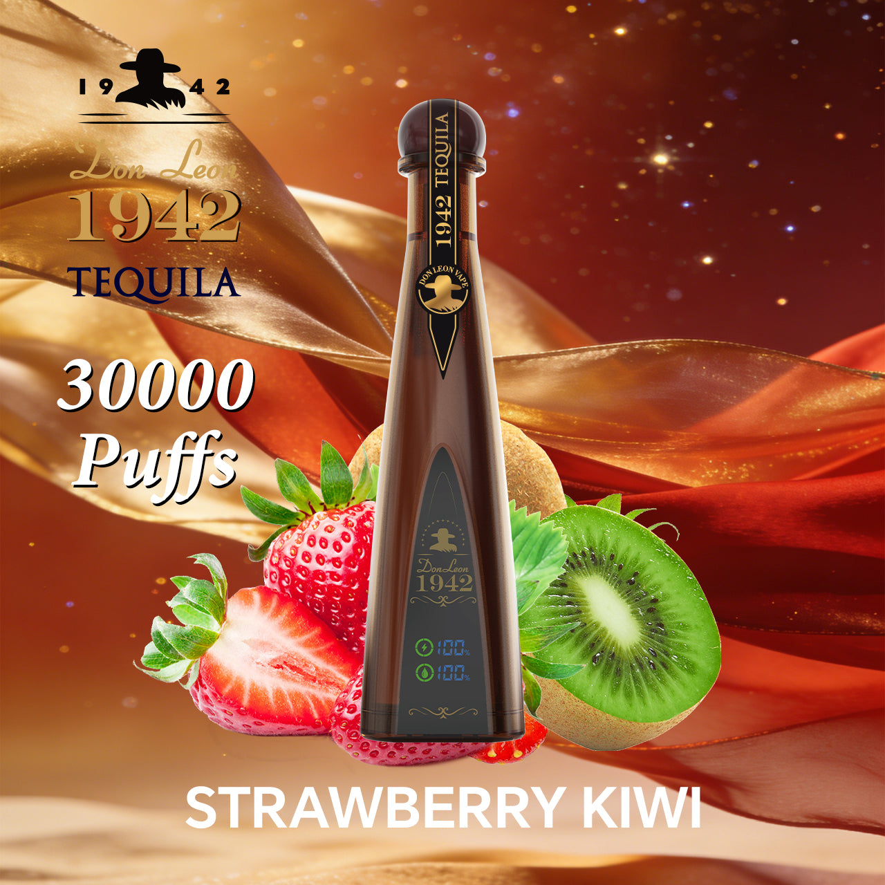 TEQUILA /HUMO AZUL Don Leon 1942 Bottle Design 30000 Puffs 2% Nic Strawberry Kiwi Disposable Vape /eurovapepro