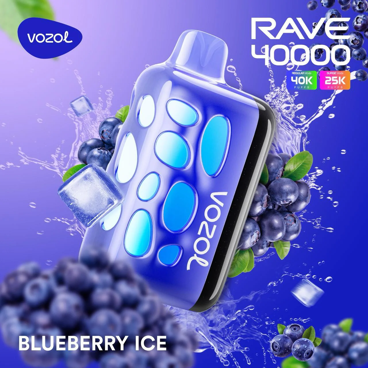 VOZOL RAVE 40000 Puffs Disposable Vape Blueberry Ice Instock EU Warehouse /EUROVAPEPRO