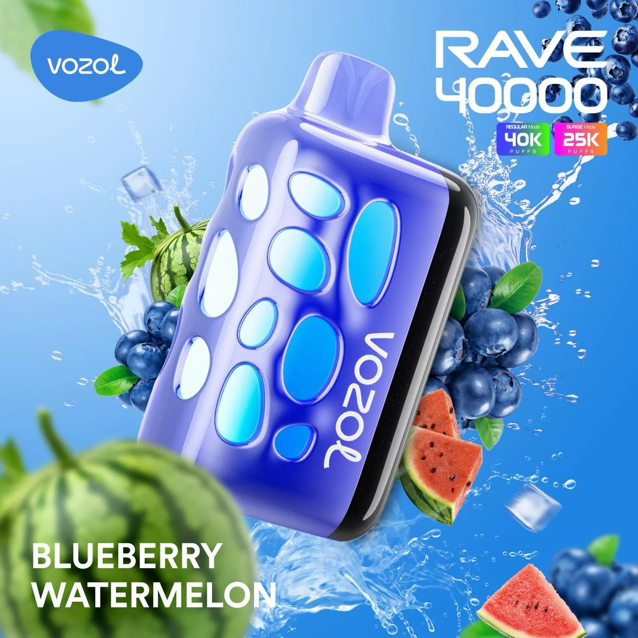 VOZOL RAVE 40000 Puffs Disposable Vape Blueberry Watermelon Instock EU Warehouse /EUROVAPEPRO