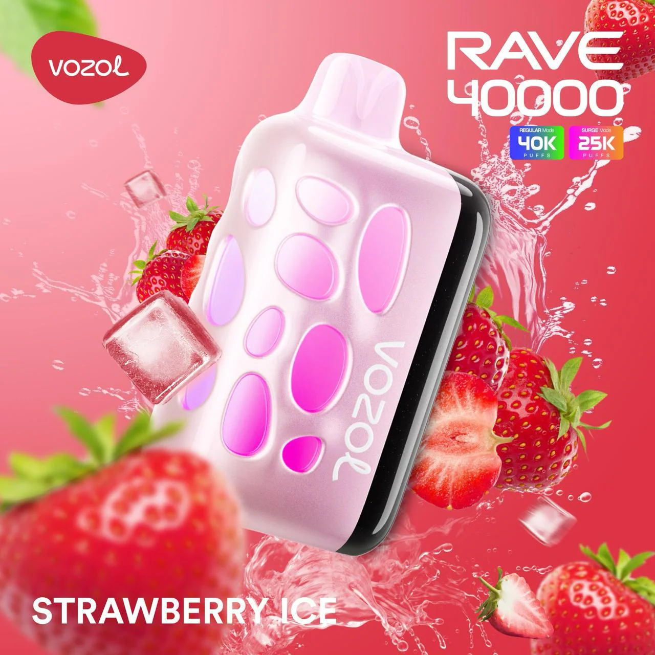 VOZOL RAVE 40000 Puffs Disposable Vape Strawberry Ice Instock EU Warehouse /EUROVAPEPRO
