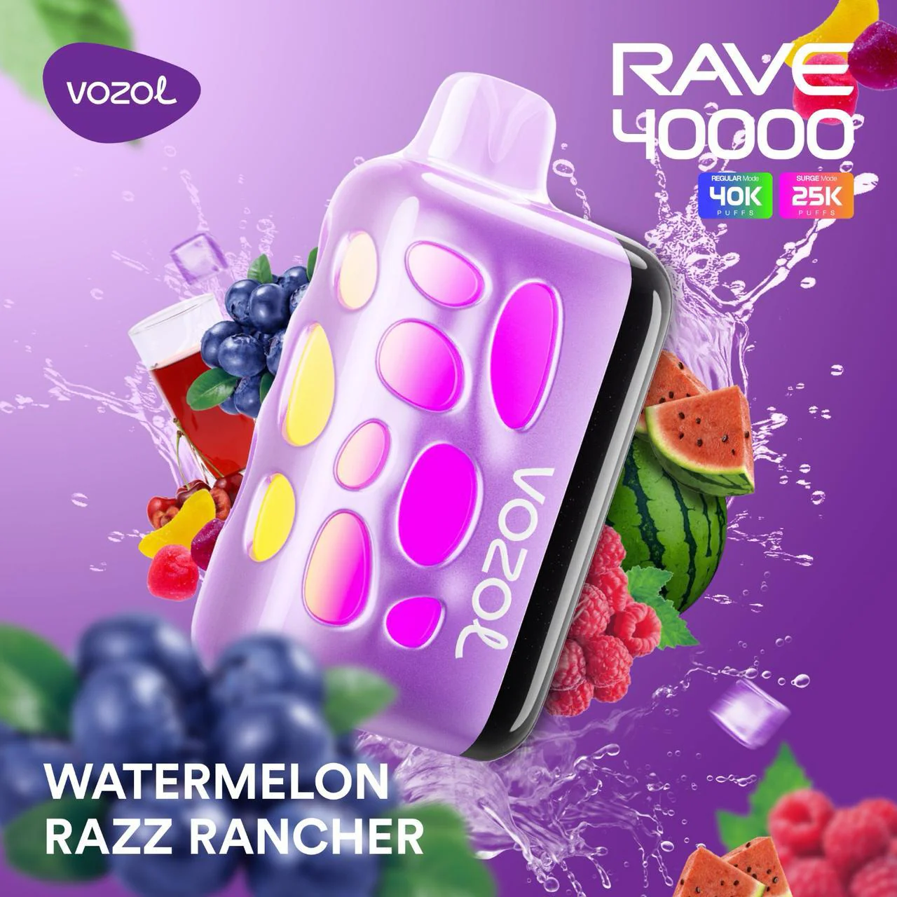 VOZOL RAVE 40000 Puffs Disposable Vape Watermelon Razz Rancher Instock EU Warehouse /EUROVAPEPRO