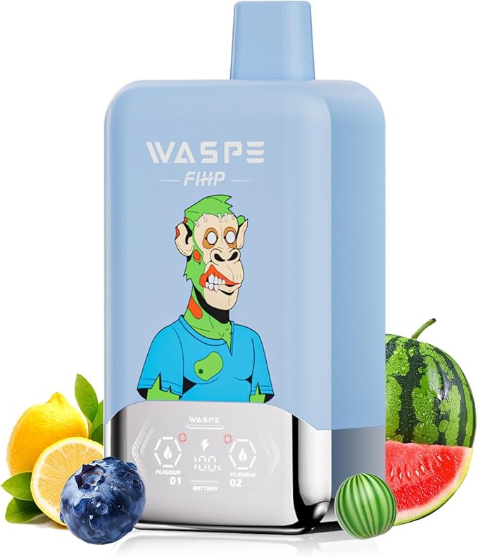 WASPE Fihp 40K Puffs 2 In 1 Blue Razz Lemonade & Watermelon Bubblegum Disposable Vape Dual Flavors Vape