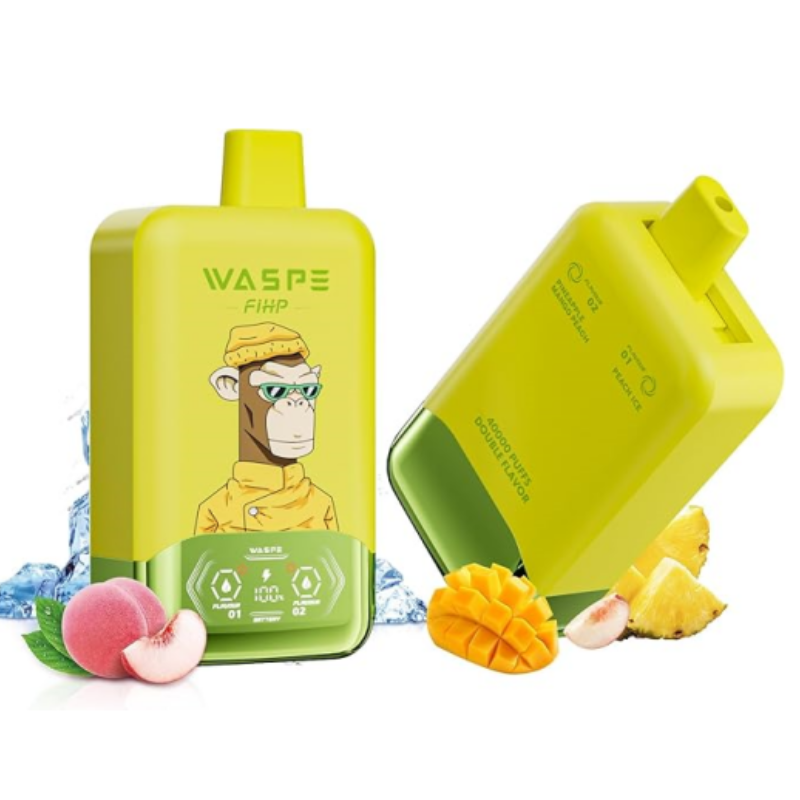 WASPE Fihp 40K Puffs Peach Ice & Pineapple Mango Peach 2 in 1 Disposable Vape Dual Flavors Vape