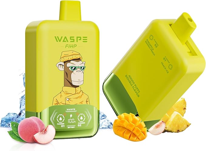WASPE Fihp 40K Puffs Pineapple Mango Peach & Peach Ice 2 in 1 Disposable Vape Dual Flavors Vape