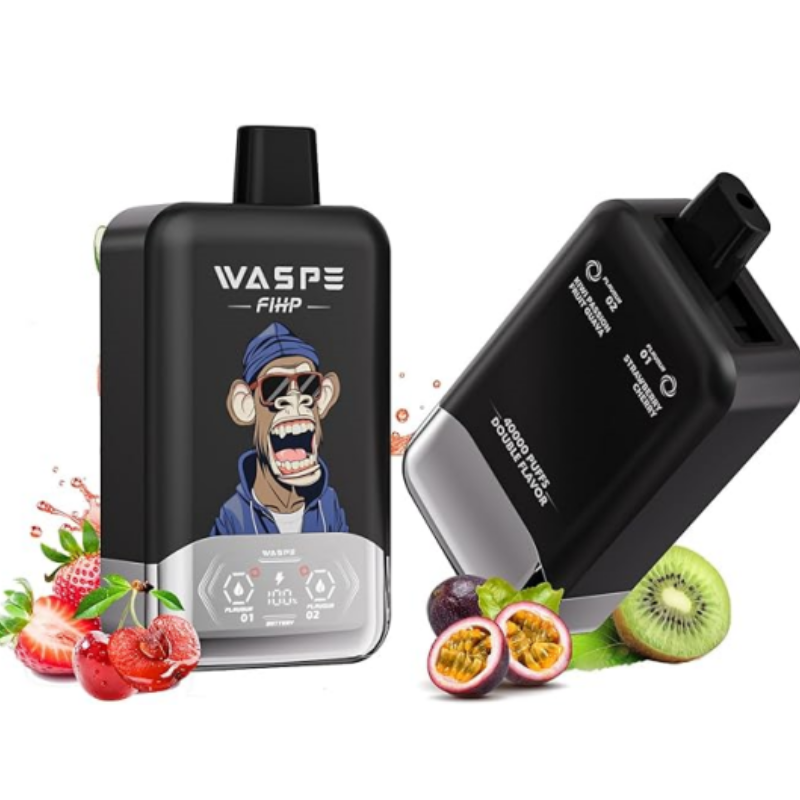 WASPE Fihp 40K Puffs Strawberry Cherry & Kiwi Passion Fruit 2 in 1 Disposable Vape Dual Flavors Vape
