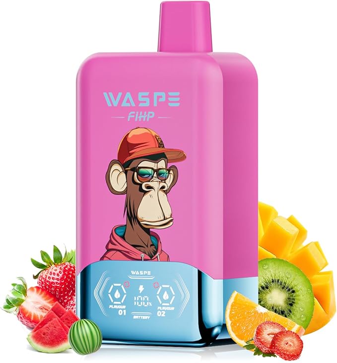 WASPE Fihp 40K Puffs 2 In 1 Strawberry Watermelon Bubblegum & Mixed Fruit Disposable Vape Dual Flavors Vape