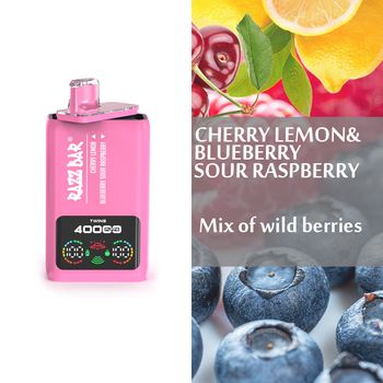 Razz Bar 40000 Puffs – Dual-Flavor Vape Kit Cherry lemon &Blueberry Sour Raspberry 2In 1 Disposable Vape/eurovapepro